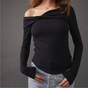 Free People We The Free Addie Off The Shoulder Layering Sexy Rib Knit Top-L